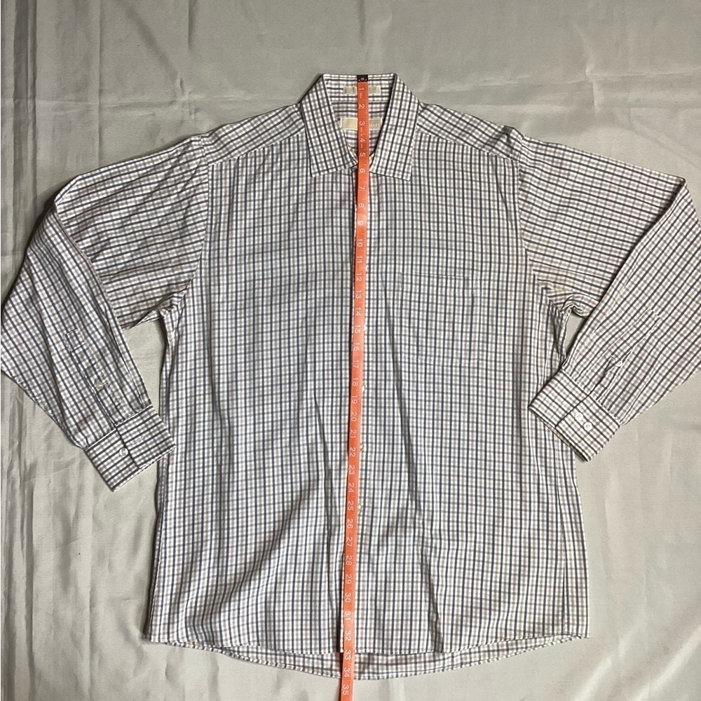Michael Kors White and Blue Checkered Dress Shirt - Picture 4 of 6